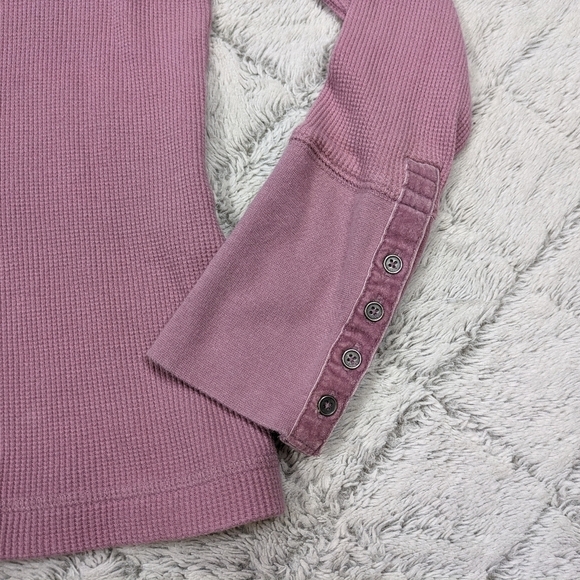 Sundance Top Women's Small P Pink Purple Thermal Waffle Shirt Button Cuffs - Picture 2 of 7